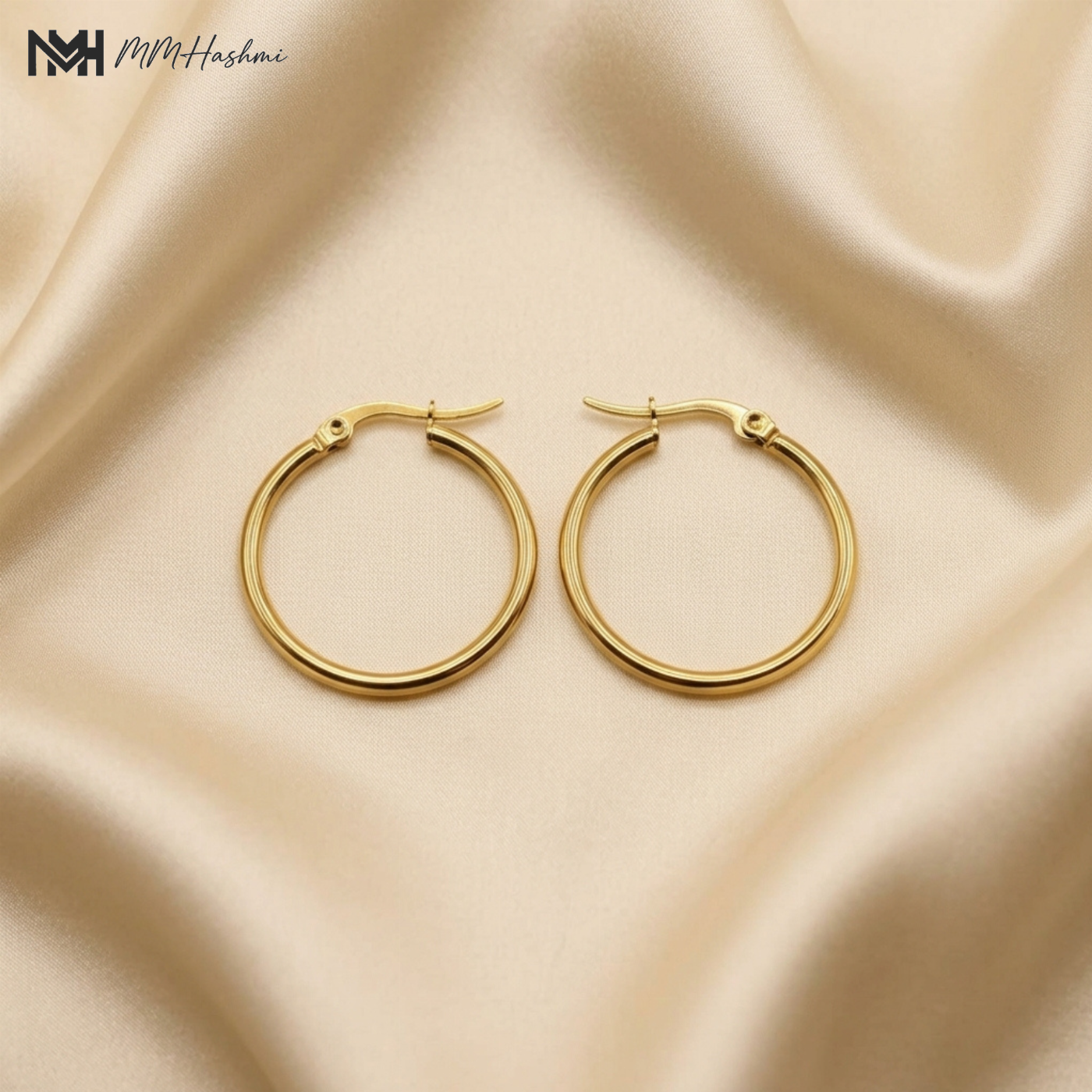 Classic Gold-Tone Stainless Steel Hoop Earrings