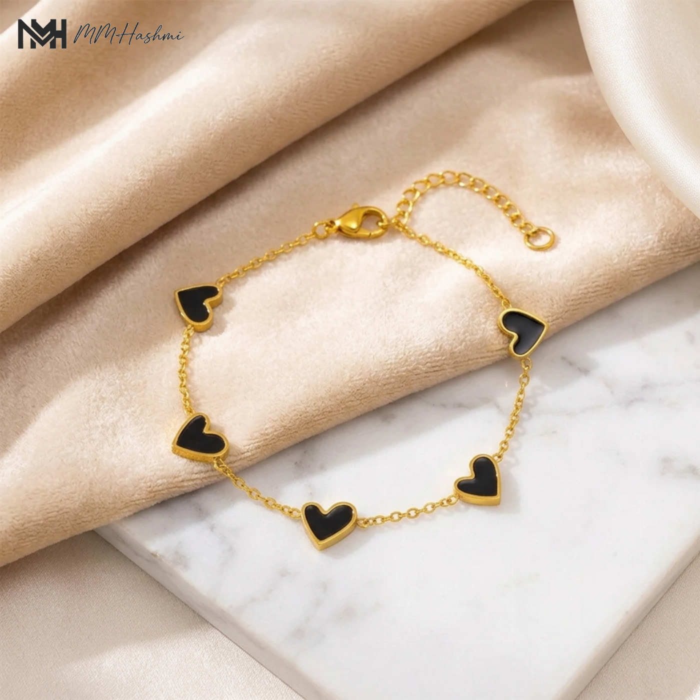 Black Heart Stainless Steel Bracelet