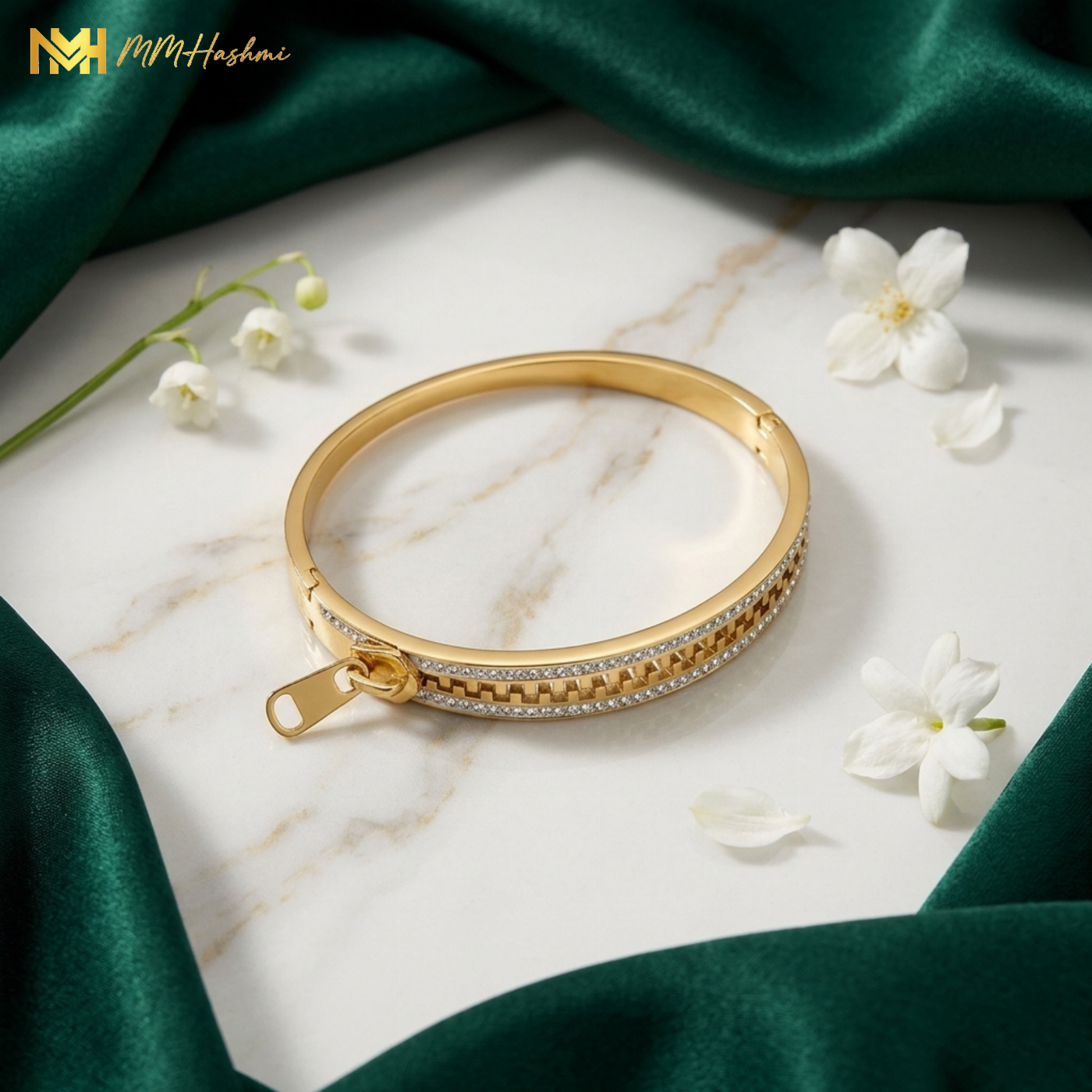 Gold-Tone Stainless Steel Geometric Bangle Bracelet
